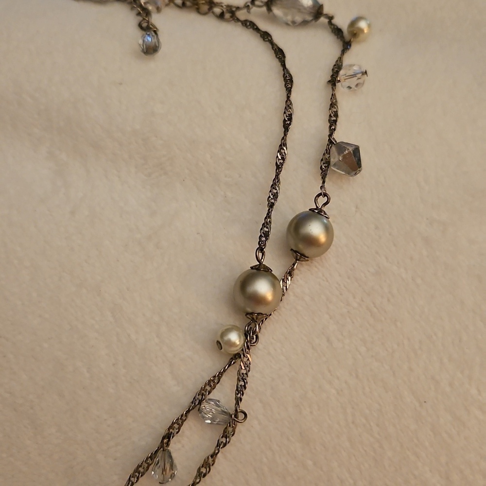 PREMIER DESIGNS Faceted Glass Pearl Cha Cha Long Bridal Formal Chain Necklace - Picture 6 of 8